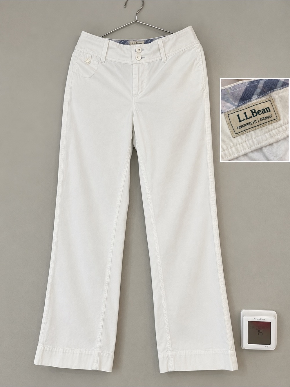 L.L.Bean White Favorite Fit Straight Leg Pants Women’s 30x30